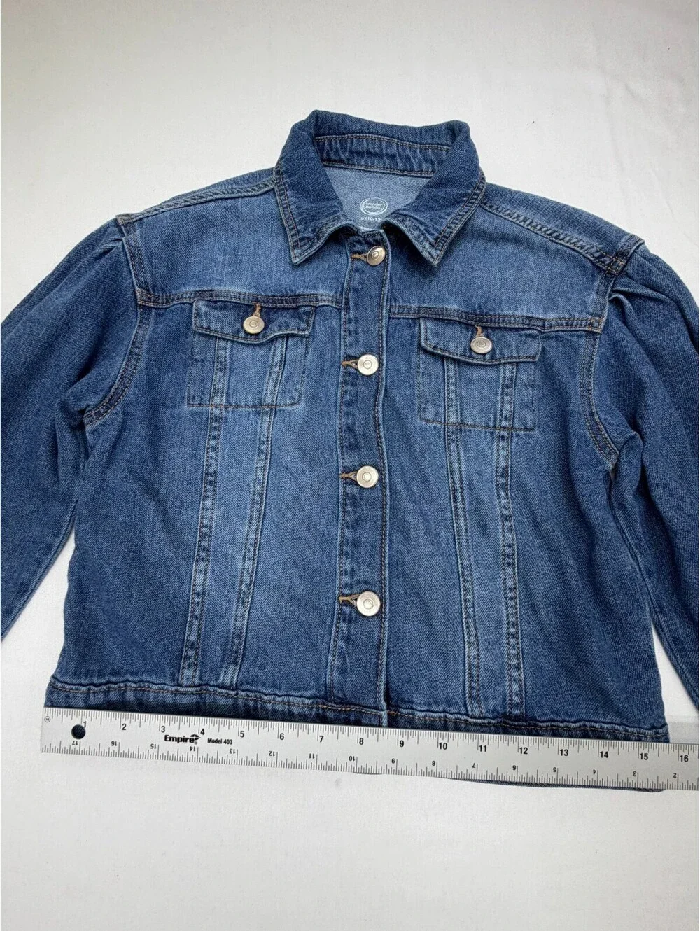 Wonder Nation Girl's Jacket Denim Pocket Collared Solid Button Size L Blue NWOT